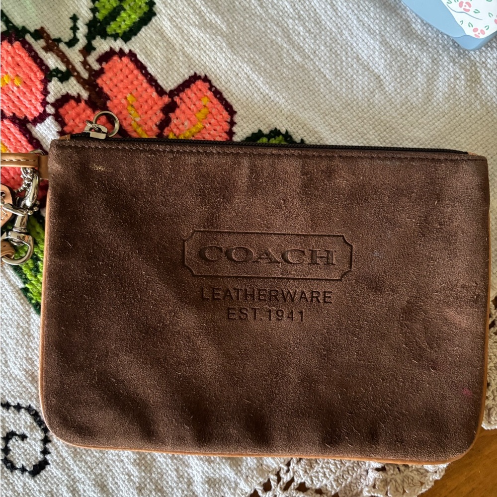 Coach Tan Leather Pouch wristlet